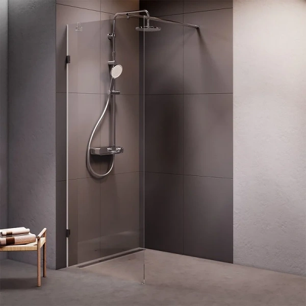 Душевая перегородка Am.Pm X-Joy 80 см профиль матовый хром W94UWI-80-F1-MTE (детальная фотография), недорогие, стеклянные