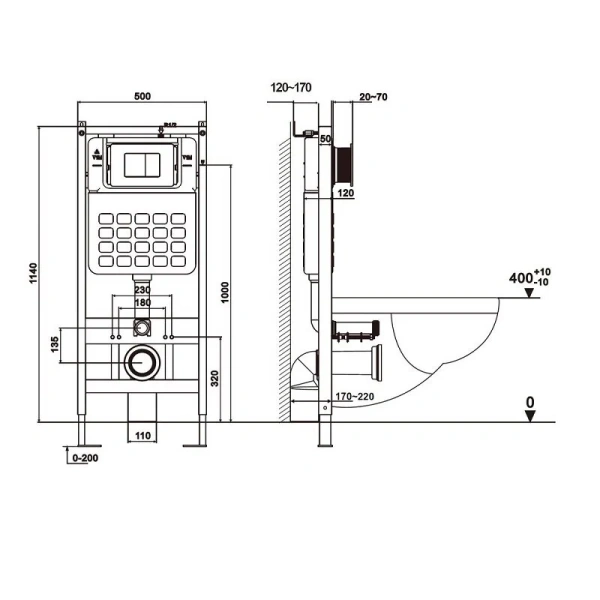 Унитаз с инсталляцией Abber Bequem кнопка золото матовое AC1100T-AC0105-AC0121MMG (детальная фотография), с инсталляцией