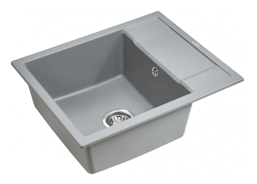 Мойка для кухни Paulmark Optimum 60 см серый металлик PM216050-GRM (детальная фотография), прямоугольной формы