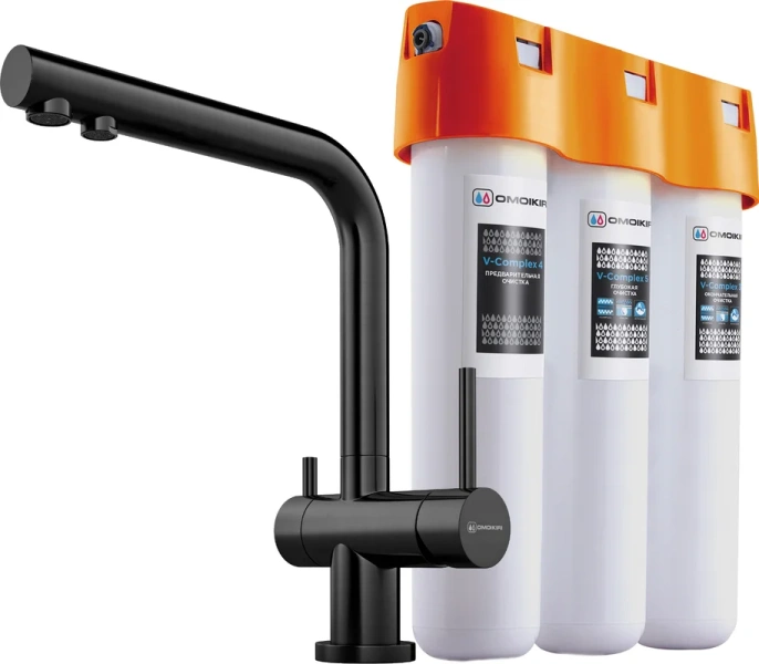 Смеситель для кухни Omoikiri Nagano-GM + Pure drop Lite вороненая сталь 4179.8028 (детальная фотография)