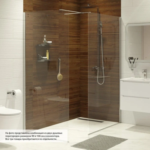 Душевая перегородка IDDIS Slide Walk In 100 см хром SLI8CS0i23 (детальная фотография), прозрачные