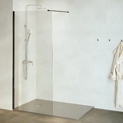 Душевая перегородка RGW Walk In 70 см профиль черный, стекло прозрачное - фото 2