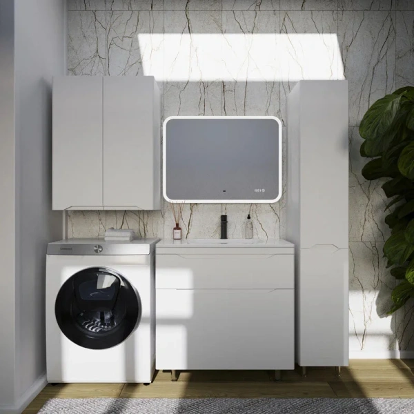 Тумба под раковину напольная Style Line Марелла Люкс Plus 80 см белый матовый антискрейтч СС-00002401 (детальная фотография), современная, hi-tech