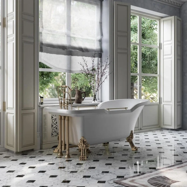 Ванна из искусственного камня Migliore Impero 180х87 см фурнитура бронза 25267 (детальная фотография), искусственный камень