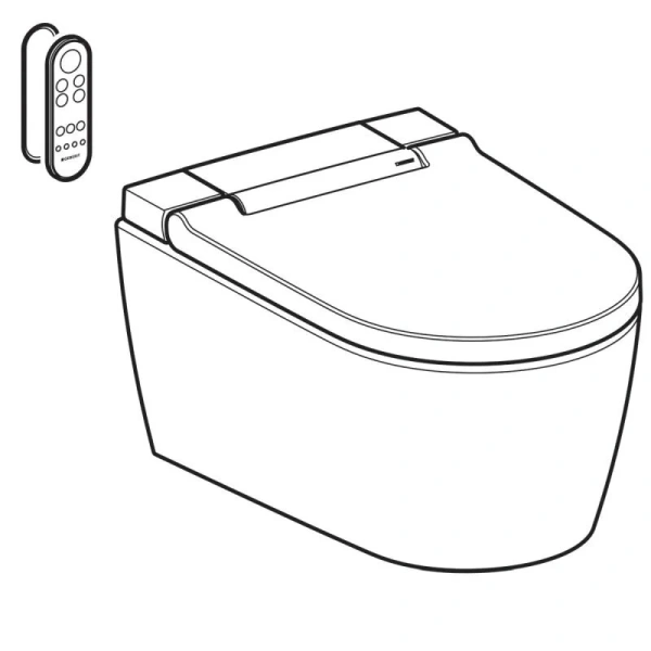 Унитаз-биде, белый-хром, Geberit AquaClean 146.224.21.1 (детальная фотография), современные, hi-tech
