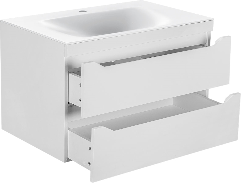 Тумба с раковиной подвесная Vincea Fine VMC-2F800 80,5 см с выдвижными ящиками (детальная фотография), подвесная, пристенная