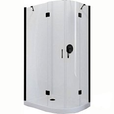 Душевой уголок Vegas-Glass AFS-F 120x90 см профиль черный матовый стекло прозрачное левый