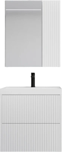 Тумба под раковину подвесная Style Line Стокгольм 60 см белый рифленый софт ЛС-00002307 (детальная фотография), недорогo, комплект (набор)