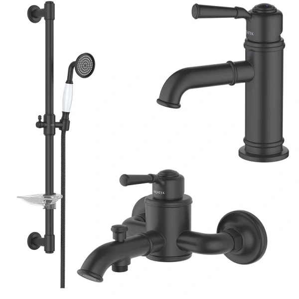 Душевой комплект Акватек Классик черный матовый AQ1530MB (детальная фотография)