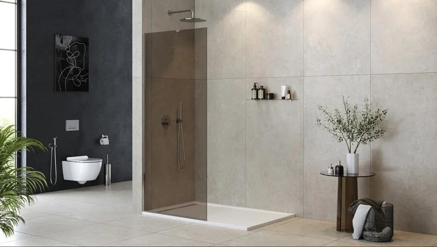 Душевая перегородка Cezares Liberta 120 см стекло бронза, профиль хром LIBERTA-L-1-TB-120-BR-Cr (детальная фотография), 120 см