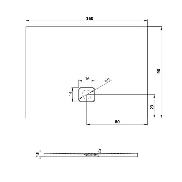 Душевой поддон акриловый с сифоном Riho Basel 420 160x90 см (детальная фотография), низкие до 15 см