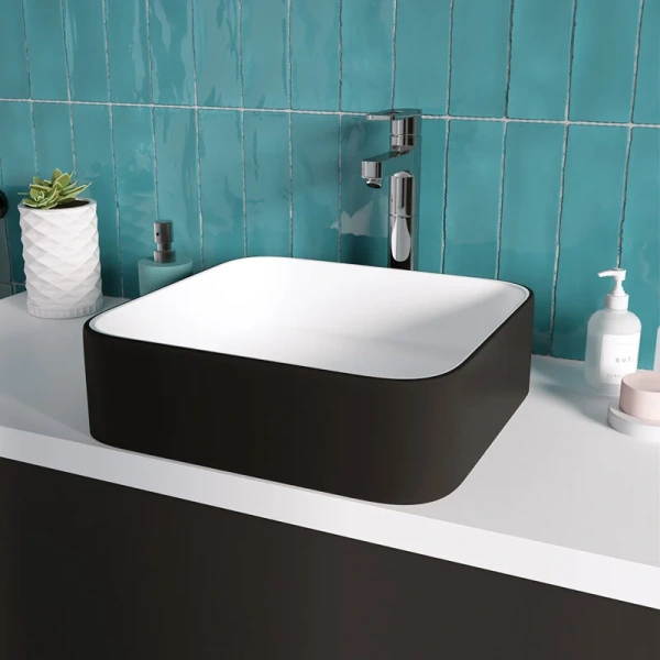 Раковина Grossman 38,5 см белая/черная GR-4042BW (детальная фотография), белые, черные