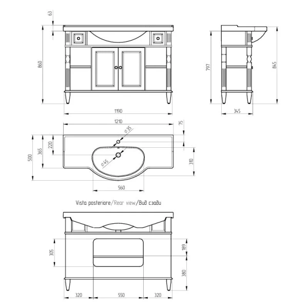 Тумба под раковину напольная Migliore Kantri 121 см Decape Sabbia 26673 (детальная фотография), нет в наличии