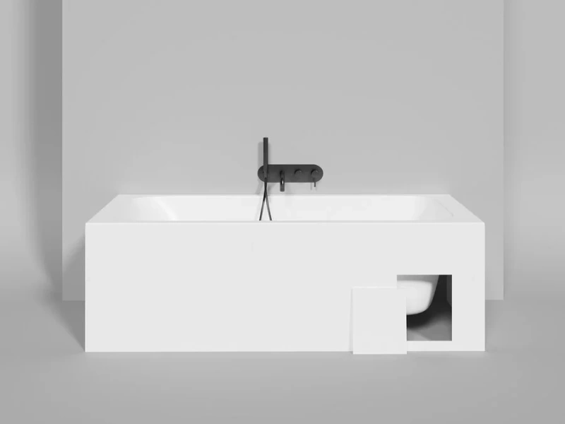 Ванна из искусственного камня Salini Orlando Kit 180x80 см S-Stone белая матовая 102122M (детальная фотография), белые