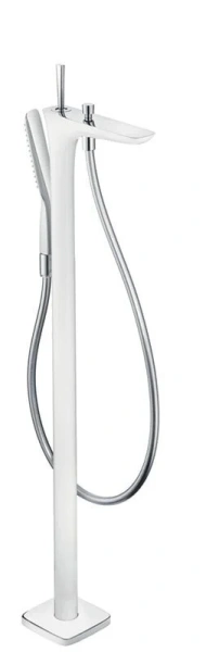 Смеситель для ванны напольный хром-белый Hansgrohe PuraVida 15473400 (детальная фотография)