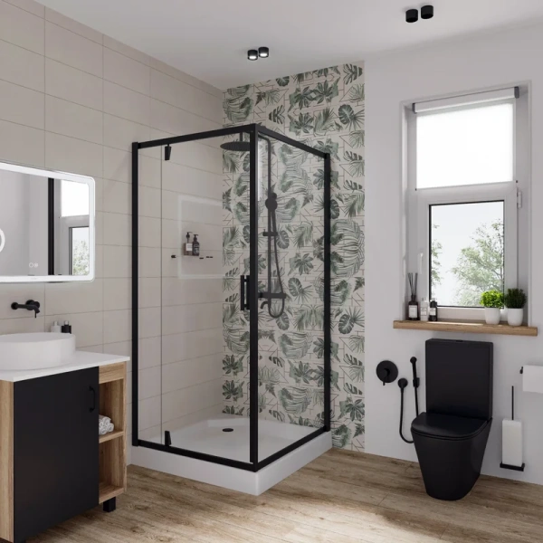 Душевой уголок Niagara Nova 90x90 см профиль черный 68010811BLACK (детальная фотография)