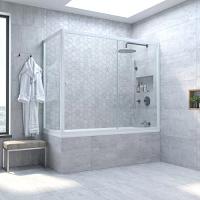 Душевая шторка на ванную профиль белый стекло прозрачное Vegas-glass