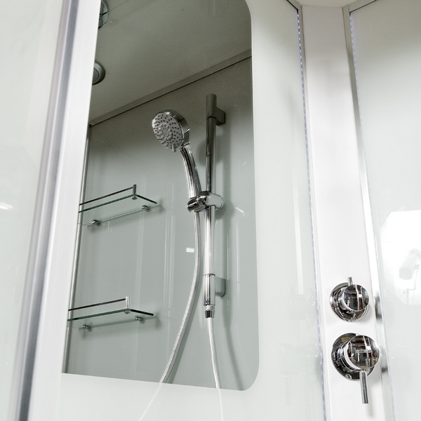 Душевая кабина Deto A 100х100 см с гидромассажем A01GM (детальная фотография), хромированный профиль