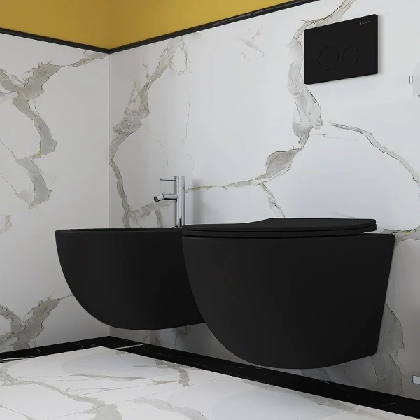 Унитаз подвесной Aqueduto Ovo черный матовый OVO0140 (детальная фотография), современные, hi-tech, круглые