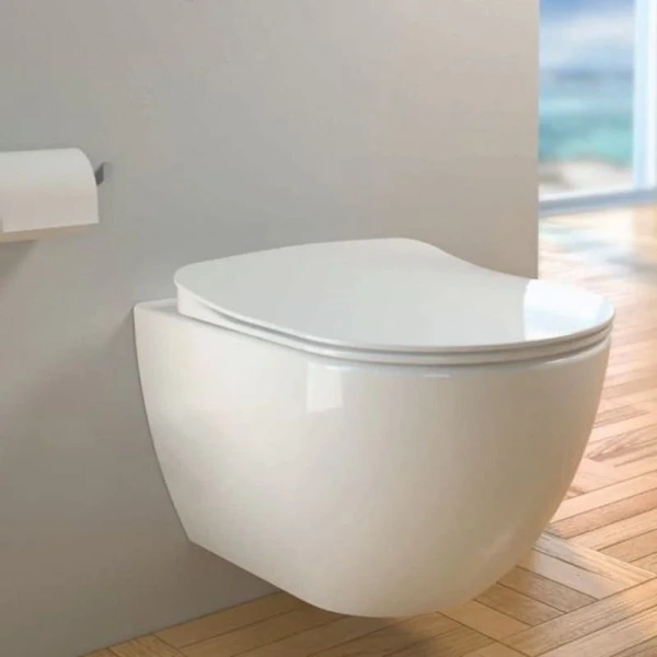 Унитаз подвесной Creavit Free белый глянец FE320-00CB00E-0000 (детальная фотография), без бачка, со скрытым бачком