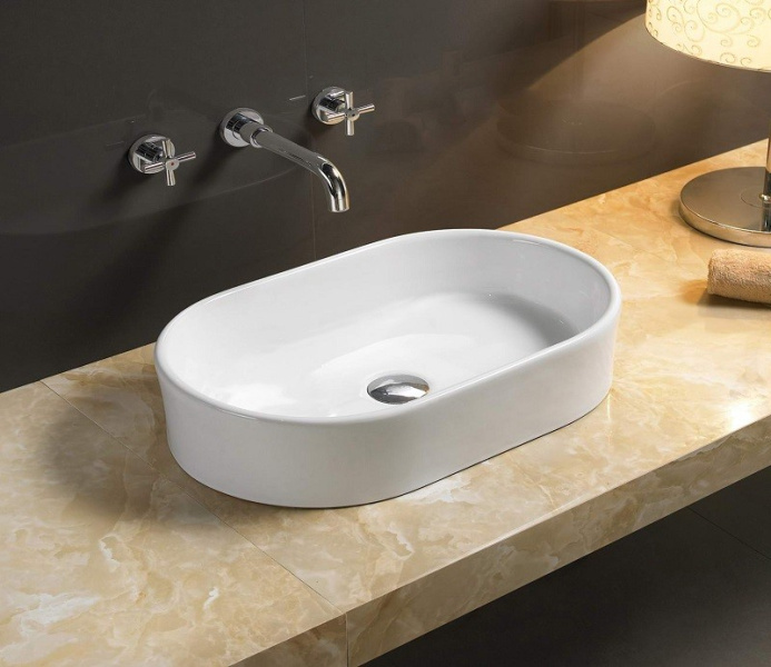 Раковина Ceramalux N 52 см белая 9025 (детальная фотография), современные, hi-tech