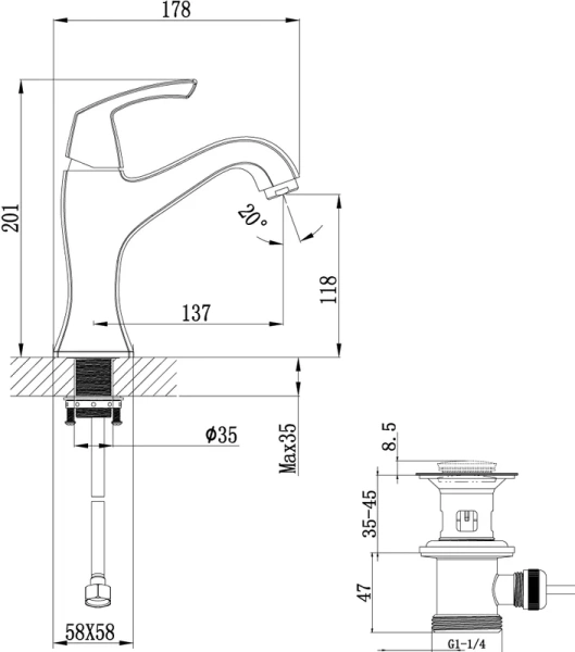 Смеситель для  раковины, черная бронза Lemark Nubira LM6206ORB (детальная фотография), бронза