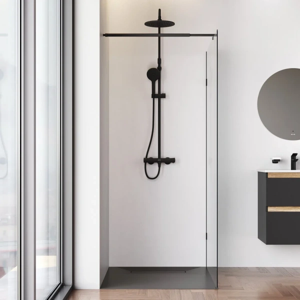Душевая перегородка Am.Pm X-Joy 100 см профиль черный W94WI-100-F1-BTE (детальная фотография), в наличии