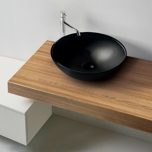 Раковина Kerasan Ciotola 46 см черный матовый 430331nero mat (детальная фотография), накладные (на столешницу), пристенные