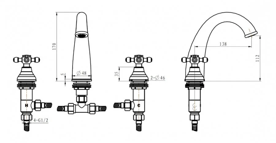 Смеситель для раковины Boheme Tradizionale Chromo хром 277 (детальная фотография), для раковины
