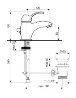 Смеситель для раковины Emmevi Melody 11003 11003CR (детальная фотография), для раковины