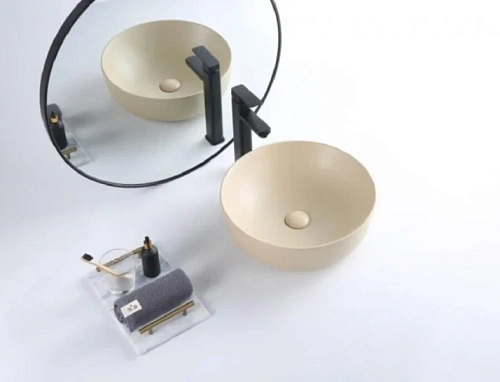 Раковина BelBagno 41 см накладная, бежевая матовая - фото 7