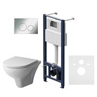 Унитаз с инсталляцией Am.Pm Gem с клавишей глянцевый хром