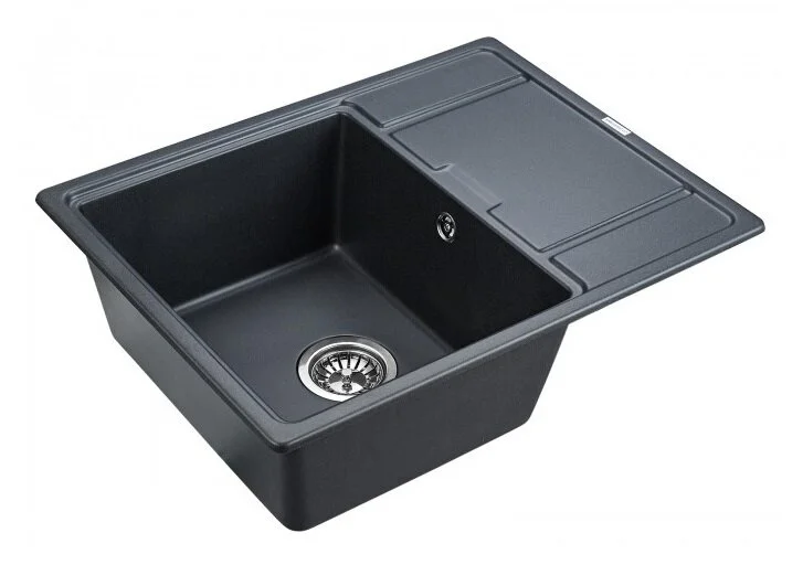 Мойка для кухни Paulmark Weimar 65 см черный металлик PM216550-BLM (детальная фотография), кварц
