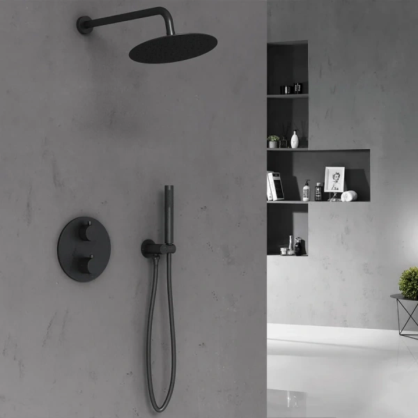 Душевой комплект Vincea термостатический, черный VSFW-101TMB (детальная фотография), черные