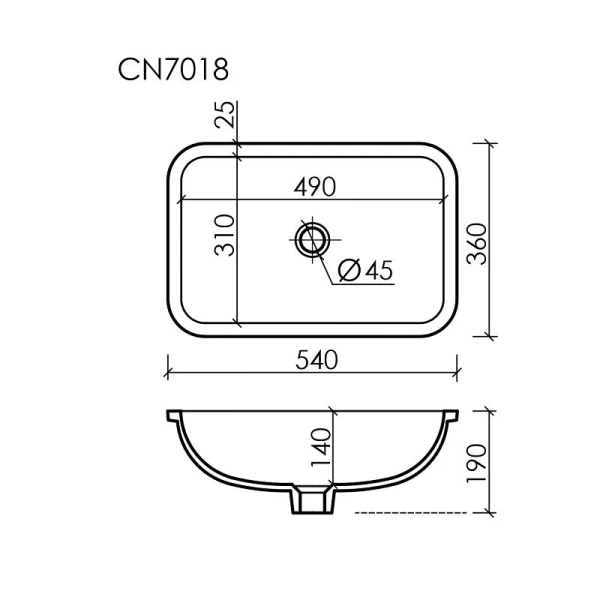 Раковина Ceramica Nova Element 54 см встраиваемая CN7018 (детальная фотография), современные, hi-tech