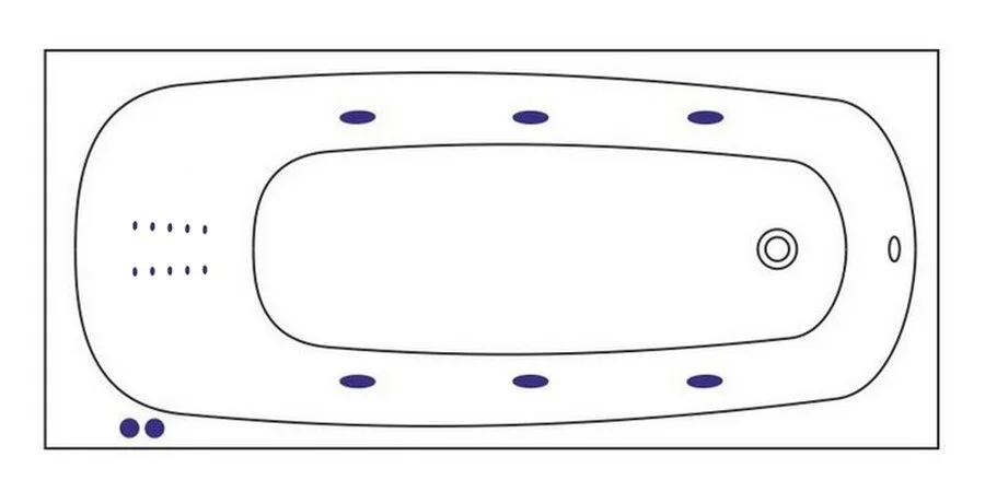 Ванна гидромассажная Whitecross Layla Slim 170 x 75 см, LINE NANO, хром, белый, 0122.170075.100.LINENANO.CR (детальная фотография), современныe, hi-tech