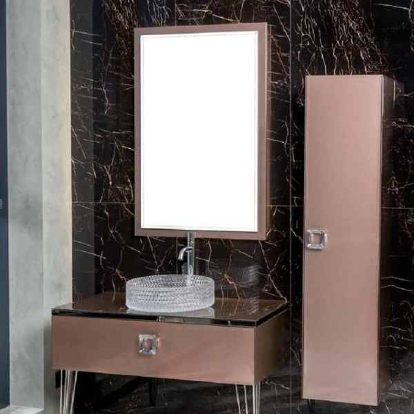 Тумба с раковиной напольная Boheme Lucido 770-080-PU 80 см лиловая, высокие ножки (детальная фотография), напольная, пристенная