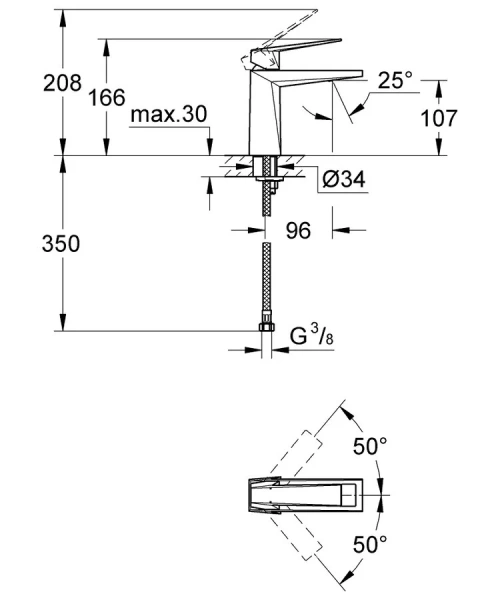 Смеситель для раковины Grohe Allure Brilliant 23033000 (детальная фотография), для раковины