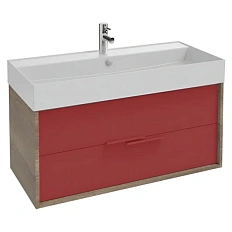 Тумба под раковину подвесная Jacob Delafon Vivienne 100 см дуб табак/темно-красный сатин