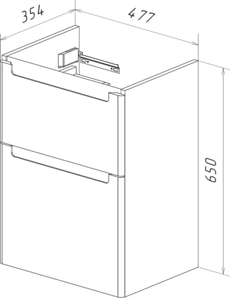 Тумба с раковиной Lemark Buno LM04B50T 50 см с двумя ящиками (детальная фотография), моноблок