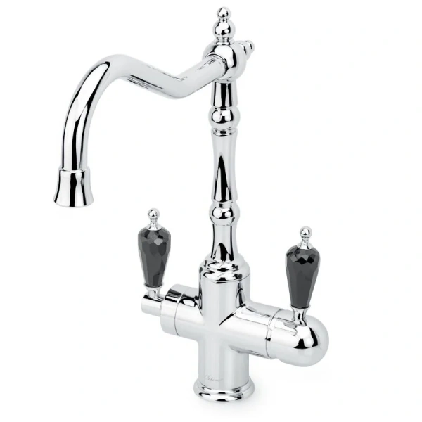 Смеситель для питьевой воды Boheme Kitchen хром ручка Swarovski черная 113-BSW (детальная фотография)