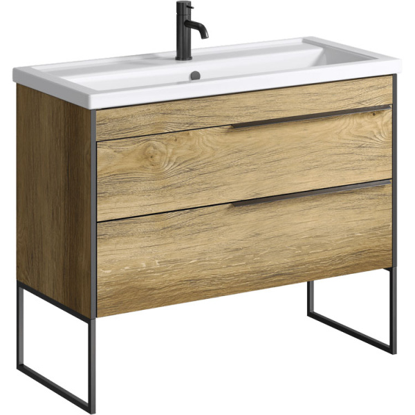 Тумба под раковину подвесная Aqwella Fargo 100 см дуб балтийский FRG0110DB (детальная фотография), современная, hi-tech