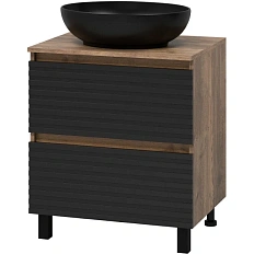 Тумба под раковину напольная Brevita Dakota 60 см дуб галифакс олово, черный кварц