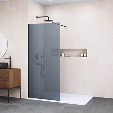 Душевая перегородка RGW Walk In WA-010B 80 см профиль черный стекло серое