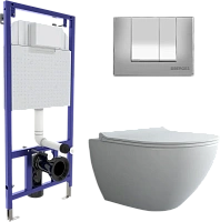 Унитаз с инсталляцией BERGES Puma клавиша хром глянец