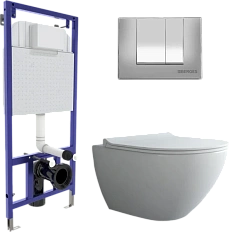 Унитаз с инсталляцией BERGES Puma клавиша хром глянец