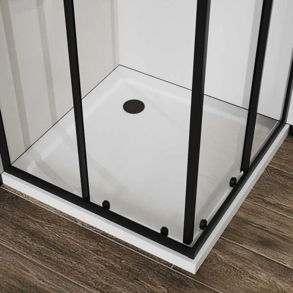 Душевой уголок Vincea City 90х90 см профиль черный, стекло прозрачное VSS-5CT900CLB (детальная фотография), черные