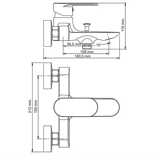 Смеситель для ванны WasserKRAFT Elbe с коротким изливом 7401 (детальная фотография), для ванны