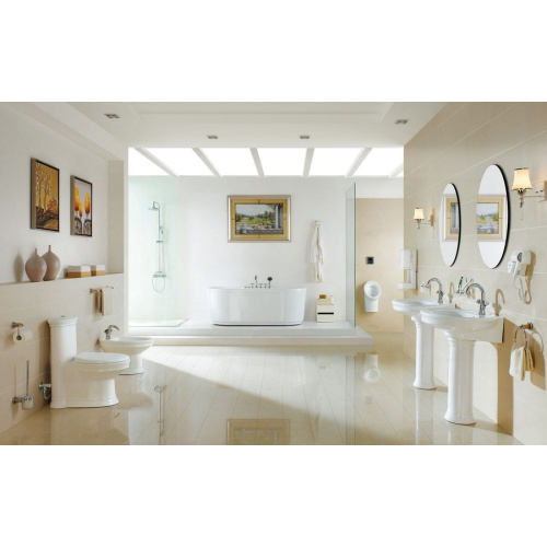 Унитаз компакт CeramaLux Luxe Classic ободковый (детальная фотография), классические, ретро, круглые