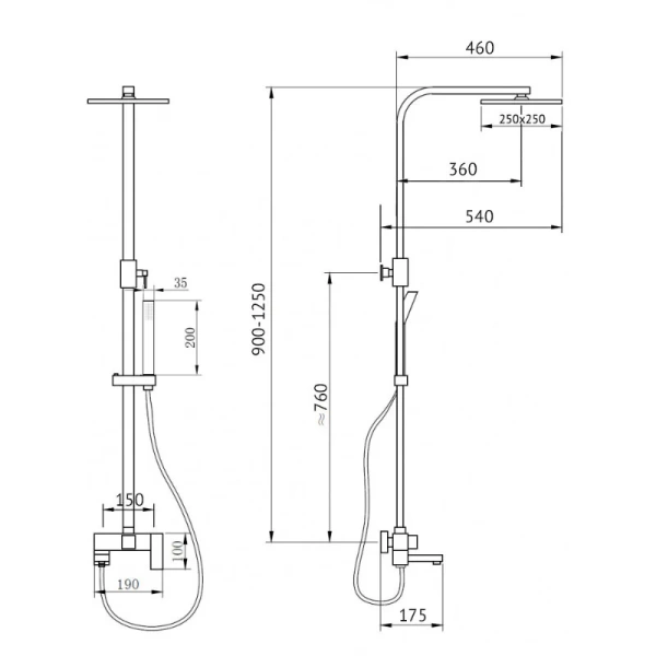 Душевая стойка Abber Daheim с изливом, никель  AF8216NG (детальная фотография), другие